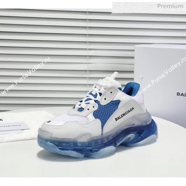 Balenciaga Triple S Clear Outsole Sneakers White/Blue 2019 (HZ-0031706)