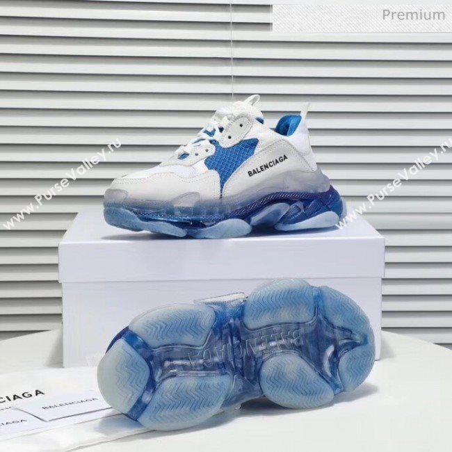 Balenciaga Triple S Clear Outsole Sneakers White/Blue 2019 (HZ-0031706)