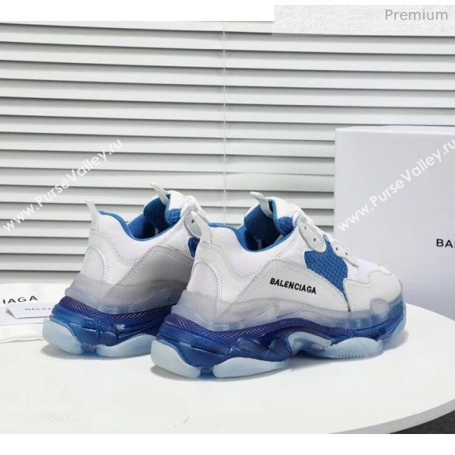 Balenciaga Triple S Clear Outsole Sneakers White/Blue 2019 (HZ-0031706)