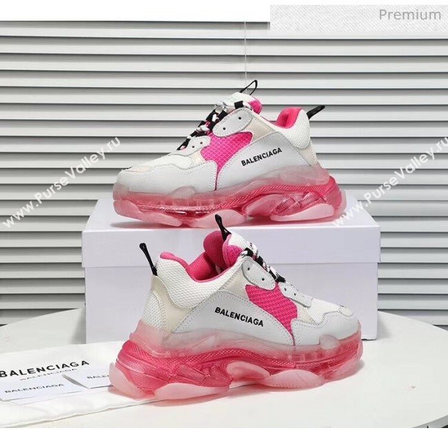 Balenciaga Triple S Clear Outsole Sneakers White/Rosy 2019 (HZ-0031705)