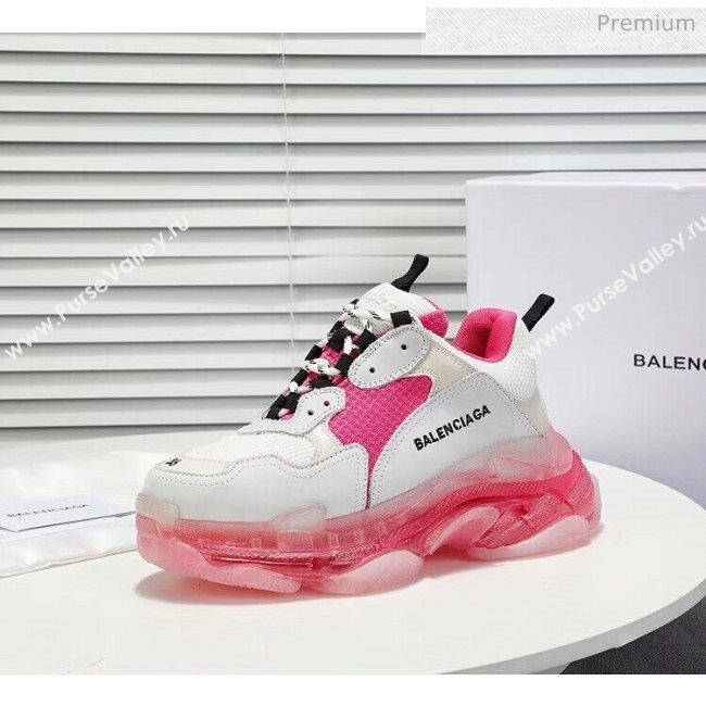Balenciaga Triple S Clear Outsole Sneakers White/Rosy 2019 (HZ-0031705)