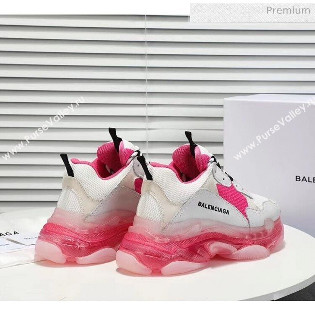 Balenciaga Triple S Clear Outsole Sneakers White/Rosy 2019 (HZ-0031705)