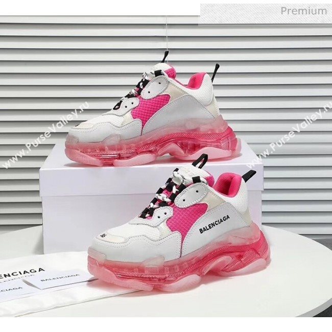 Balenciaga Triple S Clear Outsole Sneakers White/Rosy 2019 (HZ-0031705)