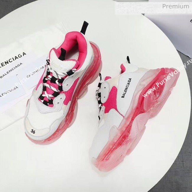 Balenciaga Triple S Clear Outsole Sneakers White/Rosy 2019 (HZ-0031705)