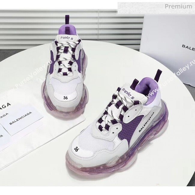 Balenciaga Triple S Clear Outsole Sneakers White/Purple 2019 (HZ-0031704)