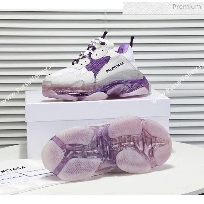 Balenciaga Triple S Clear Outsole Sneakers White/Purple 2019 (HZ-0031704)