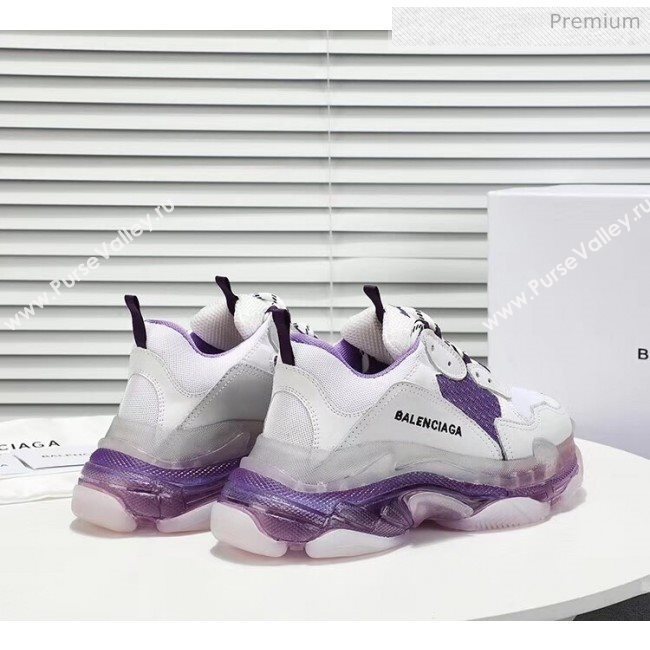 Balenciaga Triple S Clear Outsole Sneakers White/Purple 2019 (HZ-0031704)