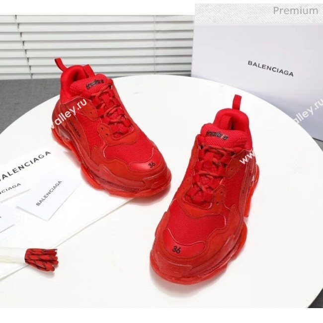 Balenciaga Triple S Clear Outsole Sneakers Red 2019 (HZ-0031701)