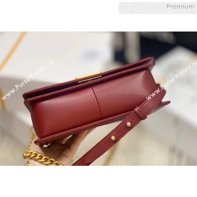 Chanel Quilted Origial Haas Caviar Leather Medium Boy Flap Bag Burgundy with Matte Gold Hardware(Top Quality) (MH-0031735)