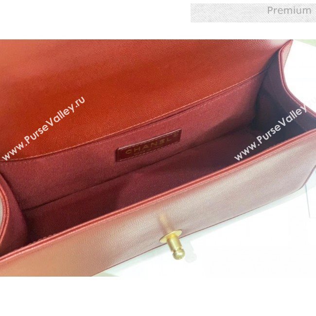 Chanel Quilted Origial Haas Caviar Leather Medium Boy Flap Bag Burgundy with Matte Gold Hardware(Top Quality) (MH-0031735)