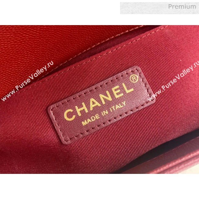 Chanel Quilted Origial Haas Caviar Leather Medium Boy Flap Bag Burgundy with Matte Gold Hardware(Top Quality) (MH-0031735)