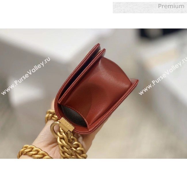 Chanel Quilted Origial Haas Caviar Leather Small Boy Flap Bag Burgundy with Matte Gold Hardware(Top Quality) (MH-0031736)