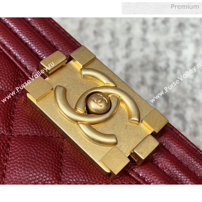 Chanel Quilted Origial Haas Caviar Leather Small Boy Flap Bag Burgundy with Matte Gold Hardware(Top Quality) (MH-0031736)