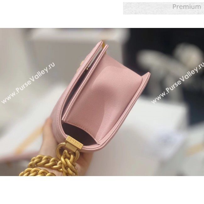 Chanel Quilted Origial Haas Caviar Leather Medium Boy Flap Bag Pink with Matte Gold Hardware(Top Quality) (MH-0031739)