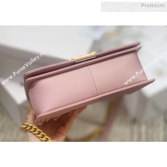 Chanel Quilted Origial Haas Caviar Leather Medium Boy Flap Bag Pink with Matte Gold Hardware(Top Quality) (MH-0031739)