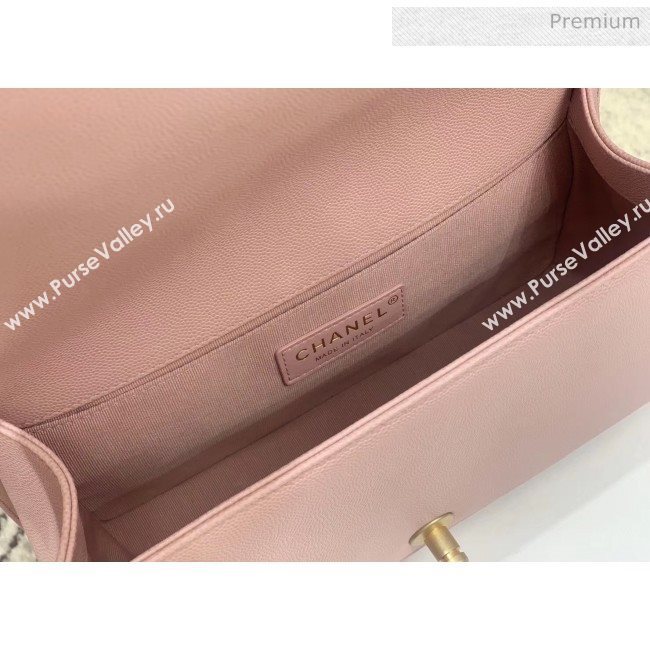 Chanel Quilted Origial Haas Caviar Leather Medium Boy Flap Bag Pink with Matte Gold Hardware(Top Quality) (MH-0031739)