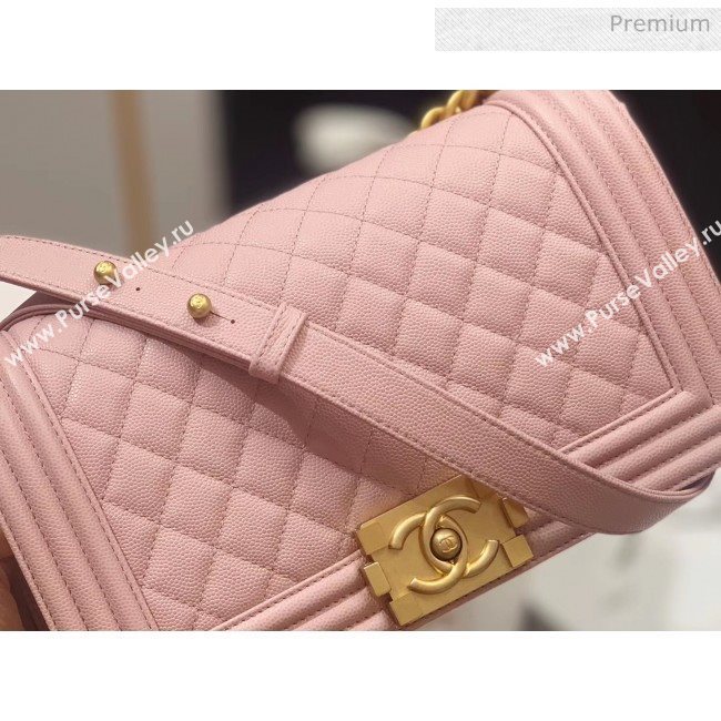 Chanel Quilted Origial Haas Caviar Leather Medium Boy Flap Bag Pink with Matte Gold Hardware(Top Quality) (MH-0031739)