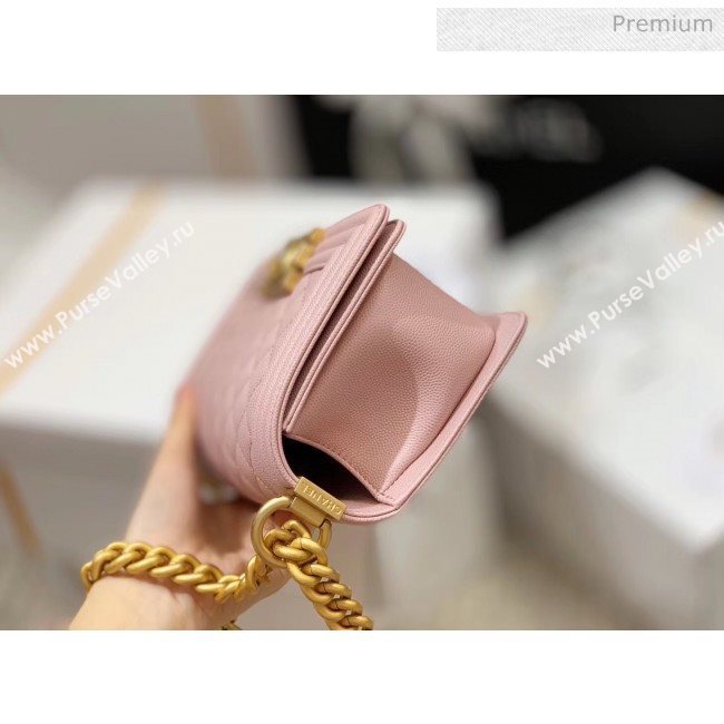 Chanel Quilted Origial Haas Caviar Leather Small Boy Flap Bag Pink with Matte Gold Hardware(Top Quality) (MH-0031738)