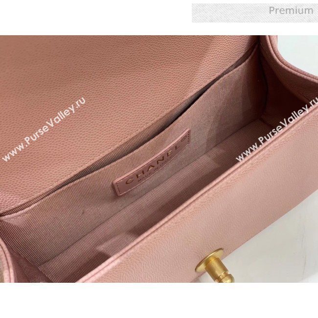 Chanel Quilted Origial Haas Caviar Leather Small Boy Flap Bag Pink with Matte Gold Hardware(Top Quality) (MH-0031738)