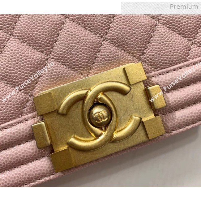 Chanel Quilted Origial Haas Caviar Leather Small Boy Flap Bag Pink with Matte Gold Hardware(Top Quality) (MH-0031738)