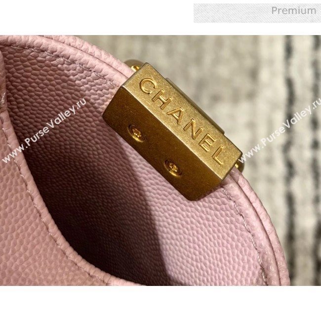 Chanel Quilted Origial Haas Caviar Leather Small Boy Flap Bag Pink with Matte Gold Hardware(Top Quality) (MH-0031738)