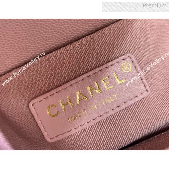Chanel Quilted Origial Haas Caviar Leather Small Boy Flap Bag Pink with Matte Gold Hardware(Top Quality) (MH-0031738)