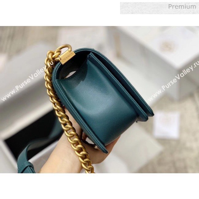 Chanel Quilted Origial Haas Caviar Leather Medium Boy Flap Bag Peacock Blue with Matte Gold Hardware(Top Quality) (MH-0031740)