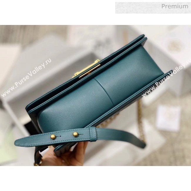 Chanel Quilted Origial Haas Caviar Leather Medium Boy Flap Bag Peacock Blue with Matte Gold Hardware(Top Quality) (MH-0031740)