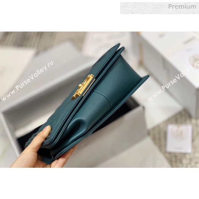 Chanel Quilted Origial Haas Caviar Leather Medium Boy Flap Bag Peacock Blue with Matte Gold Hardware(Top Quality) (MH-0031740)