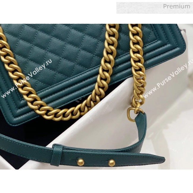 Chanel Quilted Origial Haas Caviar Leather Medium Boy Flap Bag Peacock Blue with Matte Gold Hardware(Top Quality) (MH-0031740)