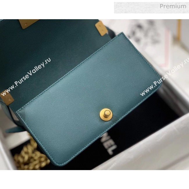 Chanel Quilted Origial Haas Caviar Leather Small Boy Flap Bag Peacock Blue with Matte Gold Hardware(Top Quality) (MH-0031741)