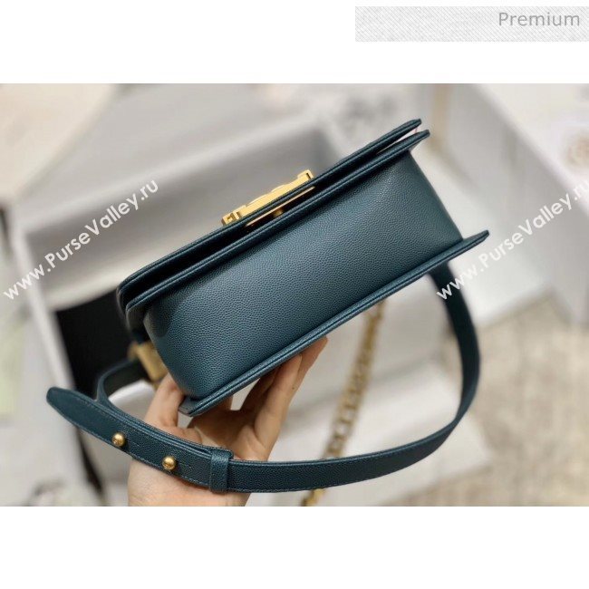 Chanel Quilted Origial Haas Caviar Leather Small Boy Flap Bag Peacock Blue with Matte Gold Hardware(Top Quality) (MH-0031741)