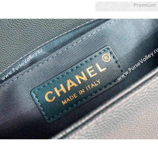 Chanel Quilted Origial Haas Caviar Leather Small Boy Flap Bag Peacock Blue with Matte Gold Hardware(Top Quality) (MH-0031741)