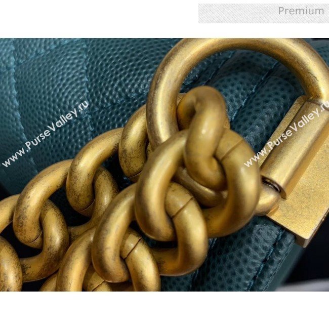 Chanel Quilted Origial Haas Caviar Leather Small Boy Flap Bag Peacock Blue with Matte Gold Hardware(Top Quality) (MH-0031741)