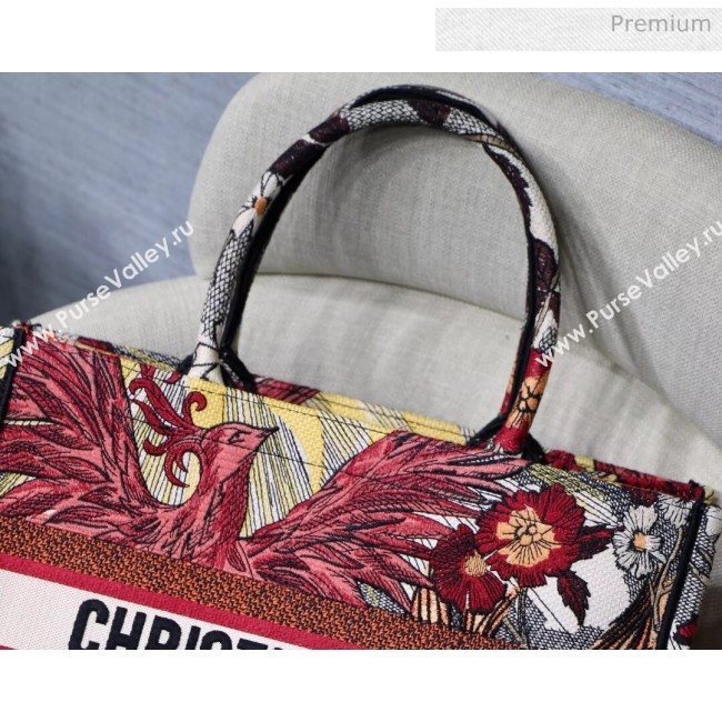 Dior Small Book Tote Bag in Red Phoenix Embroidered Canvas 2020 (XXG-20031929)