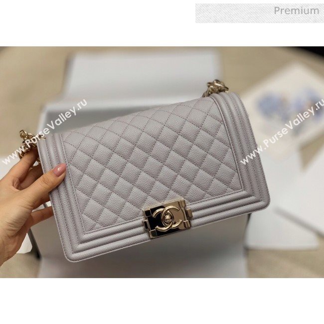 Chanel Quilted Origial Haas Big Caviar Leather Medium Boy Flap Bag Grey with Gold Hardware(Top Quality) (MH-0031723)
