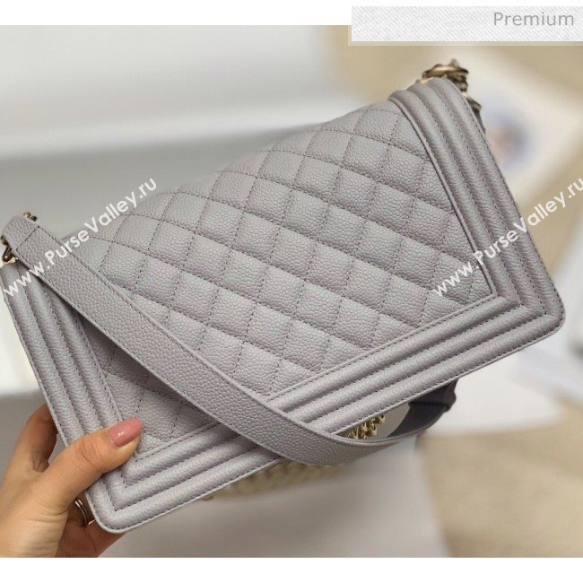 Chanel Quilted Origial Haas Big Caviar Leather Medium Boy Flap Bag Grey with Gold Hardware(Top Quality) (MH-0031723)
