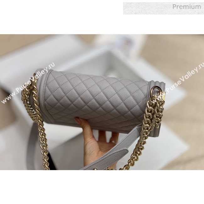 Chanel Quilted Origial Haas Big Caviar Leather Medium Boy Flap Bag Grey with Gold Hardware(Top Quality) (MH-0031723)