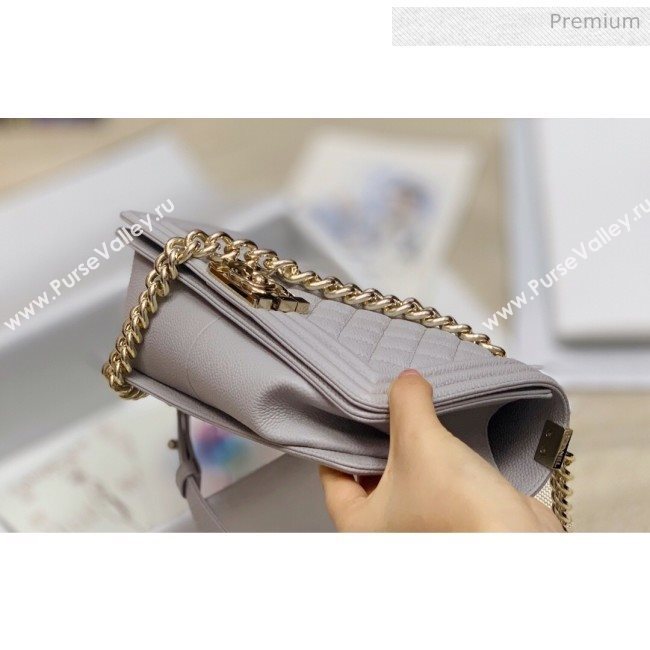 Chanel Quilted Origial Haas Big Caviar Leather Medium Boy Flap Bag Grey with Gold Hardware(Top Quality) (MH-0031723)