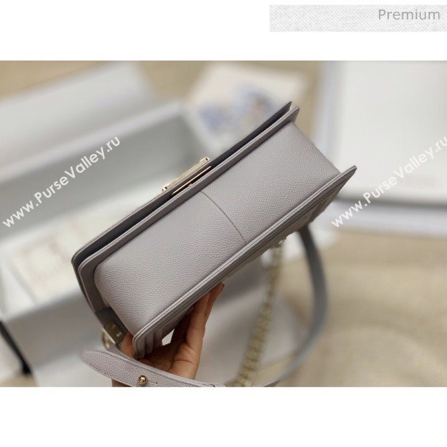 Chanel Quilted Origial Haas Big Caviar Leather Medium Boy Flap Bag Grey with Gold Hardware(Top Quality) (MH-0031723)