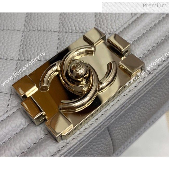 Chanel Quilted Origial Haas Big Caviar Leather Medium Boy Flap Bag Grey with Gold Hardware(Top Quality) (MH-0031723)
