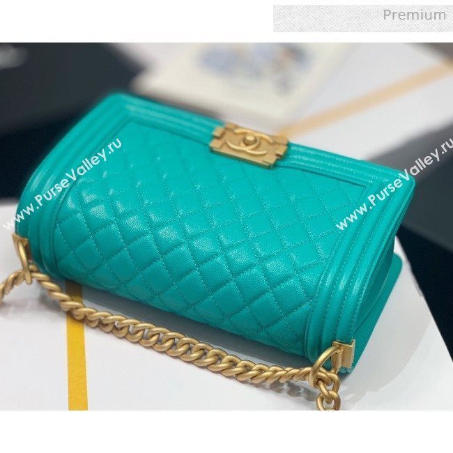 Chanel Quilted Origial Haas Caviar Leather Medium Boy Flap Bag Turquoise with Matte Gold Hardware(Top Quality) (MH-0031742)