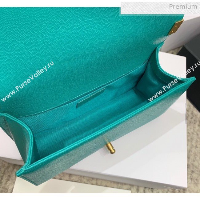 Chanel Quilted Origial Haas Caviar Leather Medium Boy Flap Bag Turquoise with Matte Gold Hardware(Top Quality) (MH-0031742)