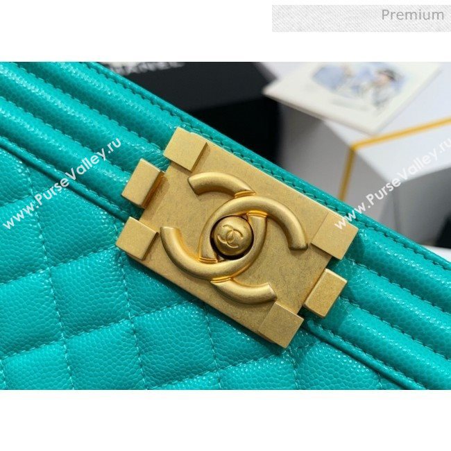 Chanel Quilted Origial Haas Caviar Leather Medium Boy Flap Bag Turquoise with Matte Gold Hardware(Top Quality) (MH-0031742)