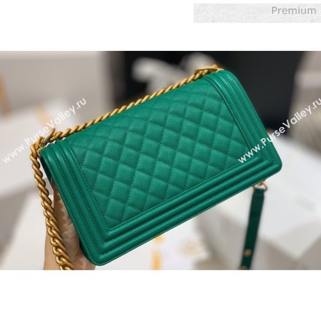 Chanel Quilted Origial Haas Caviar Leather Medium Boy Flap Bag Green with Matte Gold Hardware(Top Quality) (MH-0031745)