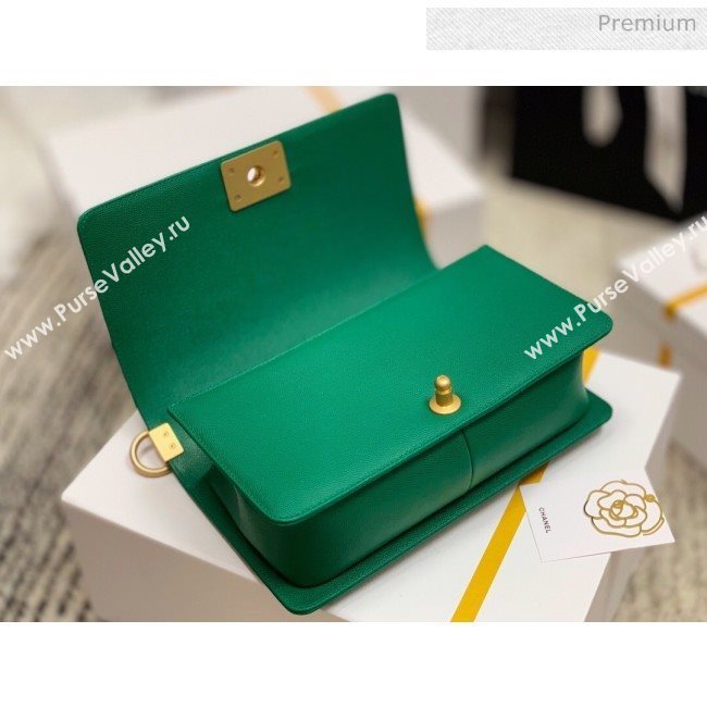 Chanel Quilted Origial Haas Caviar Leather Medium Boy Flap Bag Green with Matte Gold Hardware(Top Quality) (MH-0031745)