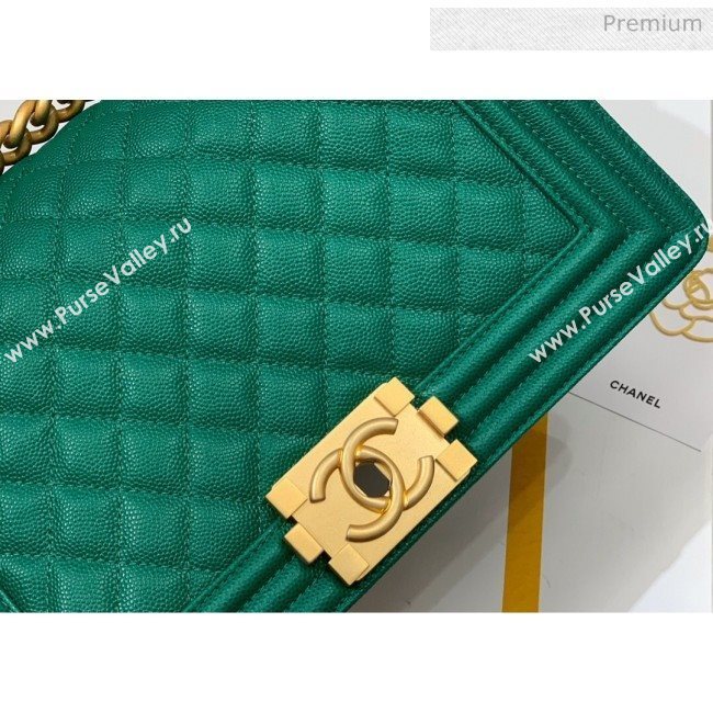 Chanel Quilted Origial Haas Caviar Leather Medium Boy Flap Bag Green with Matte Gold Hardware(Top Quality) (MH-0031745)