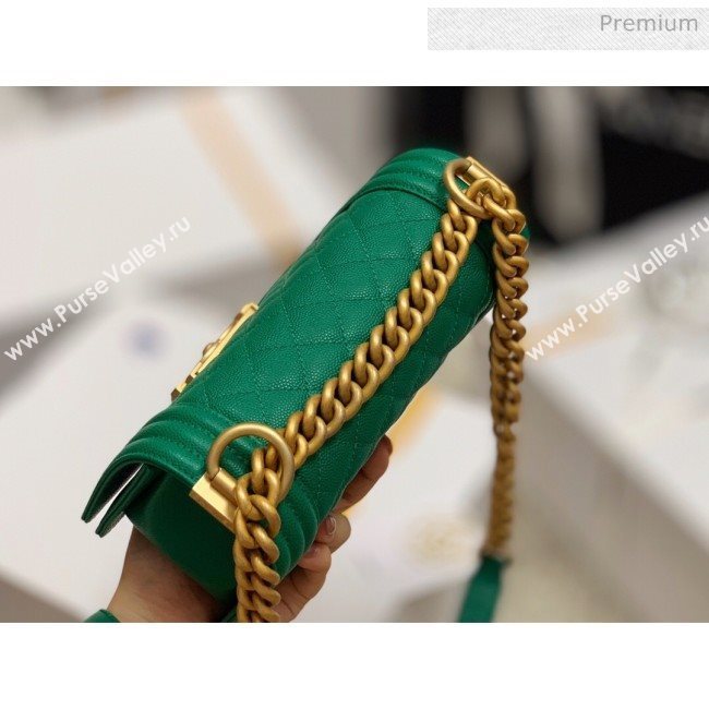 Chanel Quilted Origial Haas Caviar Leather Small Boy Flap Bag Green with Matte Gold Hardware(Top Quality) (MH-0031744)