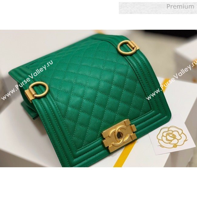 Chanel Quilted Origial Haas Caviar Leather Small Boy Flap Bag Green with Matte Gold Hardware(Top Quality) (MH-0031744)