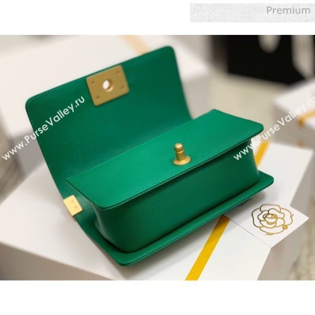 Chanel Quilted Origial Haas Caviar Leather Small Boy Flap Bag Green with Matte Gold Hardware(Top Quality) (MH-0031744)